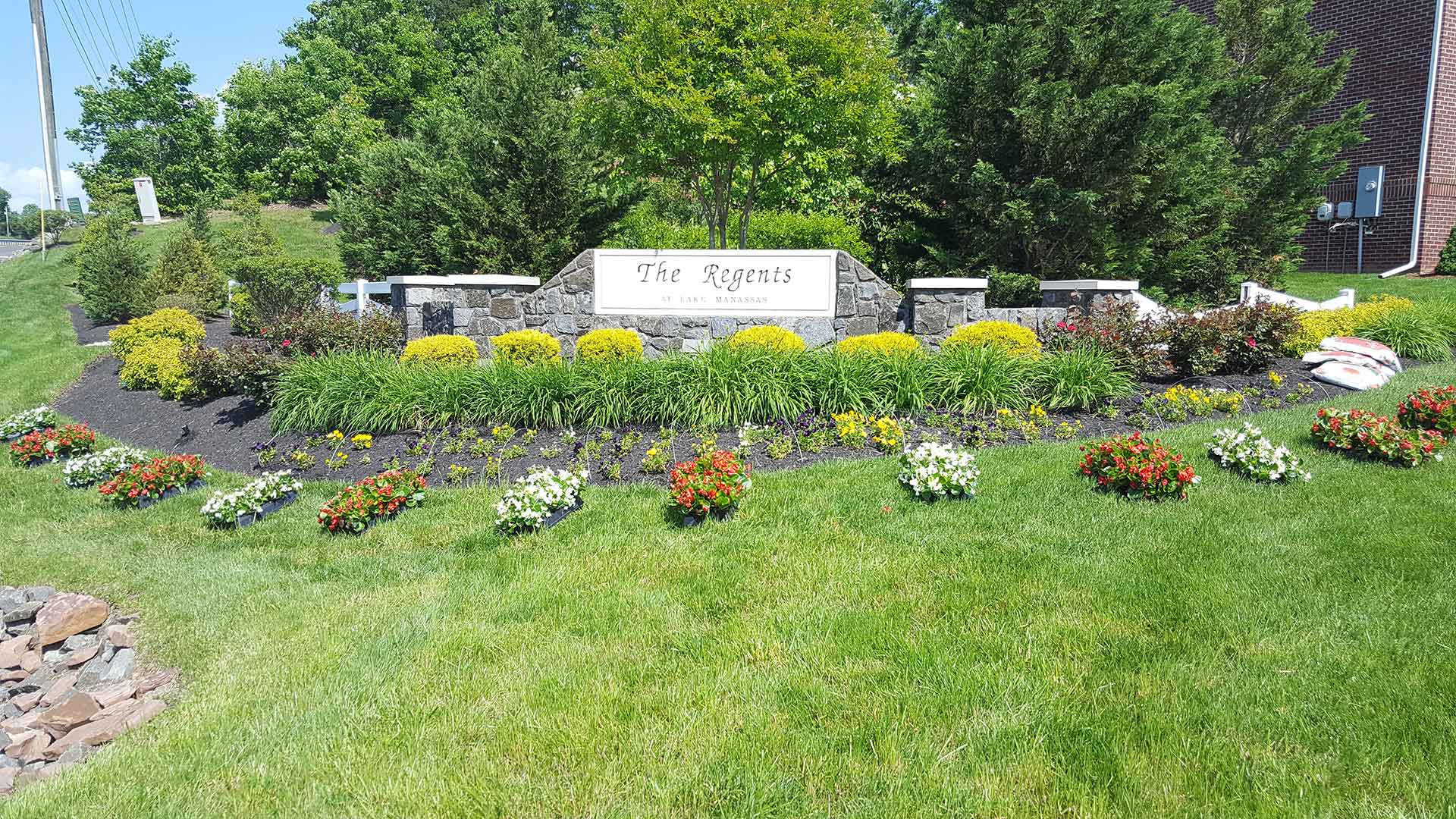 Landscape bed maintained at a Manassas, VA neighborhood.