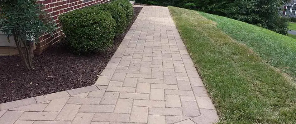 Custom concrete paver walkway at a Manassas, VA home property.