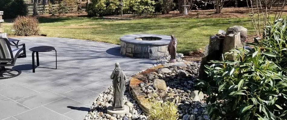 A fire pit on a patio in Lake Ridge, VA.