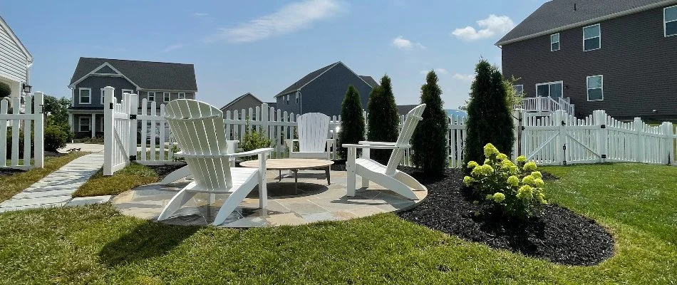 A walkway and patio on a property in Marumsco, VA.